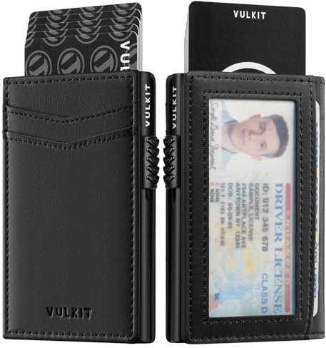 VULKIT Porte Cartes de Crédit Fin avec Blocage RFID pour Homme étu iAutomatique pour Cartes de Visite et Billets avec Fermeture Magnétique