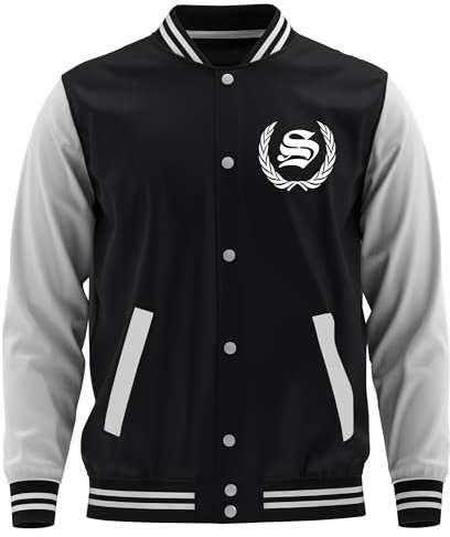 Mein Leben Stuttgart Herren College Jacke | Utra Sport Fussball Stuttgart Jacke Skyline Hoodie Stadt | Schwarz FB (L)