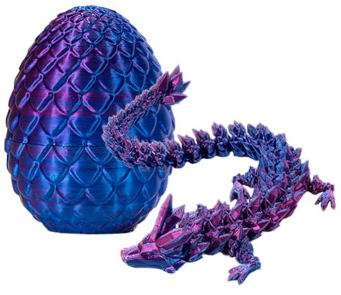 Dragon 3D Oeuf,Dragon Articulé Imprimé en 3D,Dragon de Cristal Articulé,Dragon Jouet Garcon,Flexible et Poseable Figurine Dragon Convient pour Les Voitures,Bureaux et la Décoration de la Maison