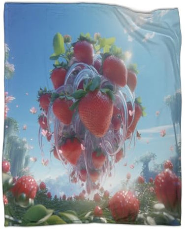 Fresa de colores 3D Impresas Manta Animados One Piece Mantas ParaCama Suave- Manta Pelo De Microfibra Transpirable Hipoalérgica Impreso Manta De Felpa Impresa Para Cama Sofá 60x80inch(150x200cm)