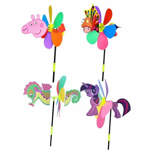 Thapncow Moulin à Vent de Jardin 4 pièces, Moulin à Vent extérieur, Moulin à Vent pour Enfants, Moulin à Vent Jouet, Moulin à Vent décoratif, adapté au Jardin, Balcon, Cour, verger