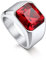 Bandmax Ringe für Damen Siegelring Edelstahl Größe 69mm Ring Rot Herren Solitär Ring mit Stein 12MM breit Freundschaftsring Schmuck Accessoires