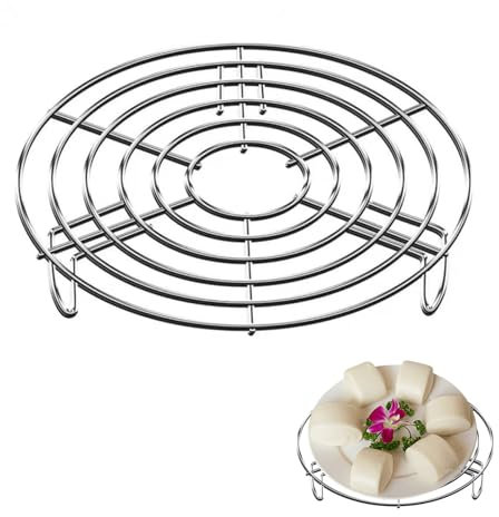 Cerioll Edelstahl Einlegerost Dampfrost, Kochständer, Rund Dämpfen Rack, Topf Dämpfen Rack Edelstahl, Dampfgarer Rund Abkühlgitter, Topfständer Aus Edelstahl, Zum Backen, Kochen, Braten (20X 5cm)