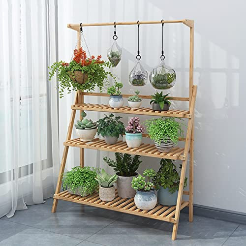 Leiter \U200Bplant-Halter 3-Tier-Bambus Pflanzer Halter Blume Topf Display Regal, Falten Blume Rack Hängen Pflanzen Halter Halterung Indoor Outdoor Für Home Lagerung Von Pflanzen, Blumen