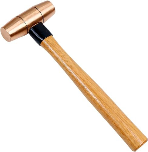 WEDO Copper Sledge Hammer 680g(1-1/2lb) Club Hammer with Hickory Wooden Handle, Long Shock Absorbing Non Slip Handle,Length 340mm(13),Die-Forged