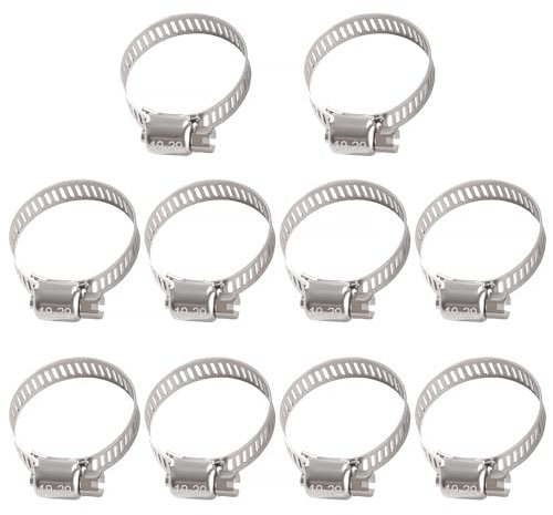 YIXISI 10 PCS 19-29 mm Hose Clips, 304 Stainless Steel Hose Clips, Adjustable Hose Clamps, Jubilee Clip, for Hose Pipe Tube