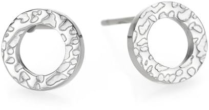 Self Love Club® Ohrstecker Kreis gehämmert für Damen, Runde Edelstahl Ohrringe Ring mit Muster, 316L Chirurgenstahl in Gold, Rosé & Silber, Wasserfest & Hautverträglich (Silber)