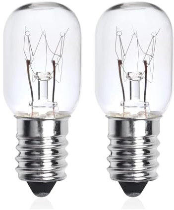 OOBRAN 15W E14 Fridge Bulb 240V, Pygmy Freezer Light Bulbs SES Sewing Machine Bulbs Small Edison Screw Warm White 2700K 15W E14 Salt Lamp Bulb Screw in 360 Degree (2-Pack).