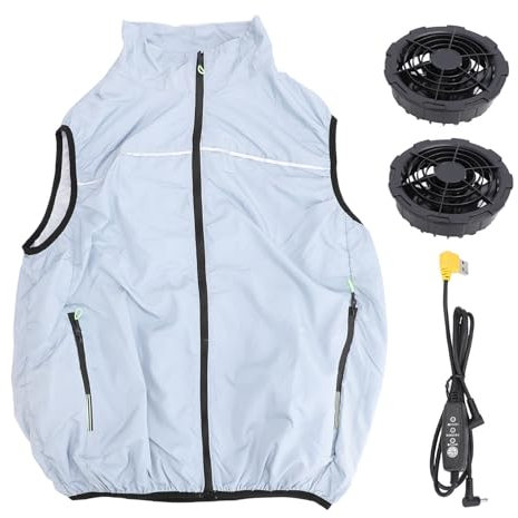 Chaleco de Refrigeración con Ventilador Eléctrico, Ropa de Trabajo con Aire Acondicionado de Verano para Hombres y Mujeres, Traje de Ventilador Alimentado por USB (XL)