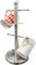 UNIQUE CRAFTS Mug Hanger Stand Tea Coffee Cup Holder with 6 Hooks | Modern Silver Mug Tree for Kitchen Storage and Organization | Durable Stainless Steel Countertop Rack | Space-Saving Cup Organizer