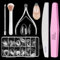 BGBXYX Kit Ongle Amande Courte, 240 Faux Ongle, Kit Ongle Pose Americaine inclut Coupe Cuticule, Repousse Cuticules, Lime à Ongles 100/180, Bloc Polissoir, Brosse de Poussière pour Ongles, 12 Tailles