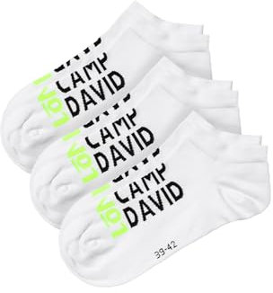 Camp David Herren Sneaker-Socken mit Intarsia-Logo, 3er Pack Opticwhite 39-42