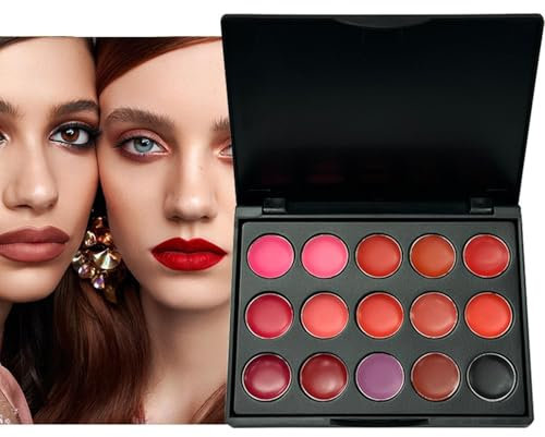Wezalget Palette di rossetti, palette per labbra | Palette di lucidalabbra idratante 15 a colori - Rossetto per trucco idratante a dimensioni compatte e compatte per fidanzata, moglie, amico