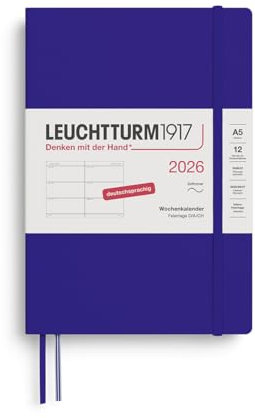 LEUCHTTURM1917 372562 Wochenkalender Medium (A5) 2026, 12 Monate, Softcover, Ink, Deutsch