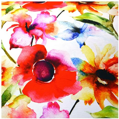 Jersey Sommerblumen ab 1m Viskose Sommerstoff Meterware Digitaldruck Jerseystoff, Motiv:Motiv 1