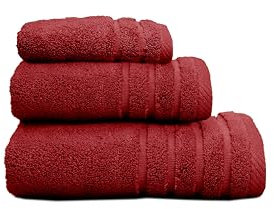 Sedalinne - Juego de Toallas de Baño Completo 500 Gr Liso - Toallas Baño Grandes y Pequeñas Rizo 100% Algodón - Pack (1 Tocador + 1 Lavabo+ 1 Ducha) - Alta Absorción - Toalla Algodon - Granate