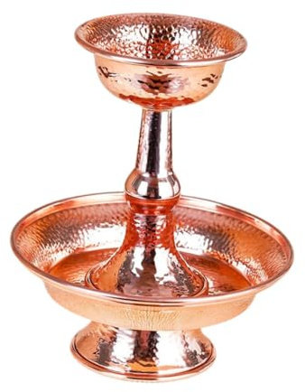 Fenteer Coppa Da Offerta Buddhista in Rame Rosso Lavorata a Mano Ciotola Altare Tempio Decorativa Meditazione Adatta per Collezionismo Uso Familiare Templi, 15 Cm
