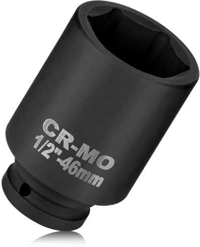 TYBYBB Llave de vaso hexagonal de 46 mm, tuerca hexagonal de 1/2 pulgadas, de acero CV, llave de vaso hexagonal, inserto para llave de impacto (78 mm de longitud)