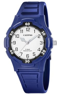 Calypso Herrenuhr Analog aus Kautschuk Blau dunkel | Quarzuhr, Widerstandsfähiges Glas, Wasserdicht 5 ATM, K5878/2, Sweet Time