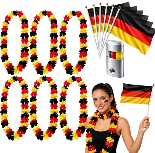 Deutschland Flagge Klein, Deutschland Fanartikel, 13 Teiliges Set Fanartikel mit Girlanden und Wimpeln für Gartenpartys und Sportbars