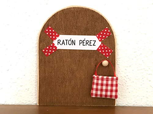 La auténtica puerta mágica del Ratoncito Pérez. Con una preciosa bolsita de tela para dejar el diente.