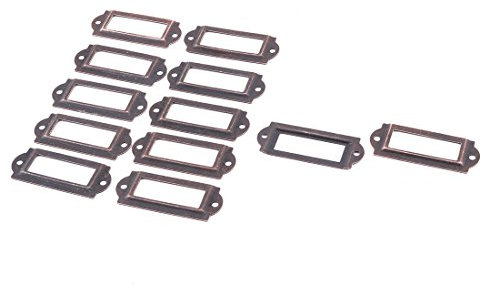 sourcing map 12 Stück Haus Metall Schublade Kasten Schild Etikett Kartenhalter Kupfer Ton 60 x 24mm de