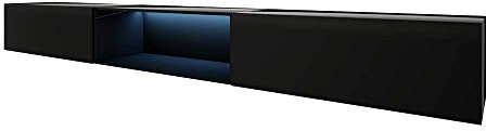 Selsey LARKA - TV Boards/TV Schränke in Schwarz Hochglanz mit LED hängend modern (300 cm)