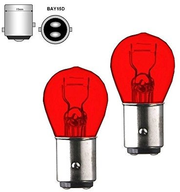 2 Stück 21/5W BAY15D rot Glühbirne Glühlampe Birne Auto Motorrad Moped Mokick Roller Bremslicht Rücklicht Reduzierstück