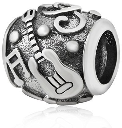 Gitarren-Charm, 925er-Sterlingsilber, Noten-Charm, Musik-Charm, Jahrestag, Charm-Anhänger für Pandora-Charm-Armband