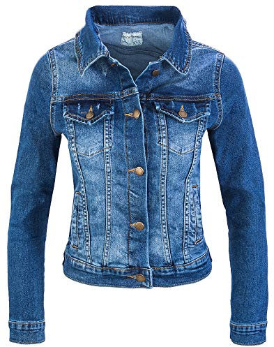 Rock Creek Damen Jeans Jacke Übergangs Jacke Denim Blouson Stretch Kurz Classic Jeansjacken Urban Stonewash D-401 Dunkelblau XL