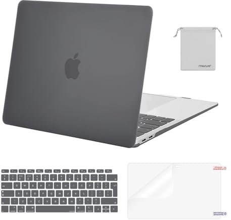 MOSISO Hülle Case Kompatibel mit MacBook Air 13 Zoll 2022 2021 2020 2019 2018 A2337 M1 A2179 A1932,Schutzhülle Cover&Tastaturschutz&Displayschutz&Aufbewahrungstasche,Grau