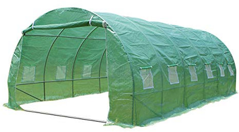 VOUNOT® Grande Serre de Jardin | Serre de Jardin Tunnel 18m2 en Acier galvanisé | Serre de Jardin maraichère Verte Taille : 600CM (L) x 300CM (l) x 200CM (h)