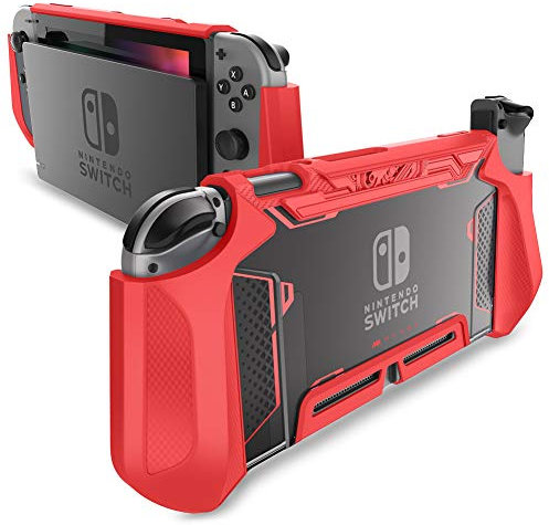Mumba Funda Acoplable para Nintendo Switch [BladeV2] 360 Grado Protectora TPU Grip Case de Agarre Compatible con la Consola de Nintendo Switch y Controlador Joy-con (Rojo)
