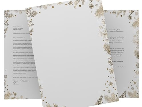 Weihnachts-Briefpapier | Tannenzapfen | weihnachtliches Motivpapier DIN A4 | Briefumschläge Din Lang mit/ohne Fenster | (50 Blatt)