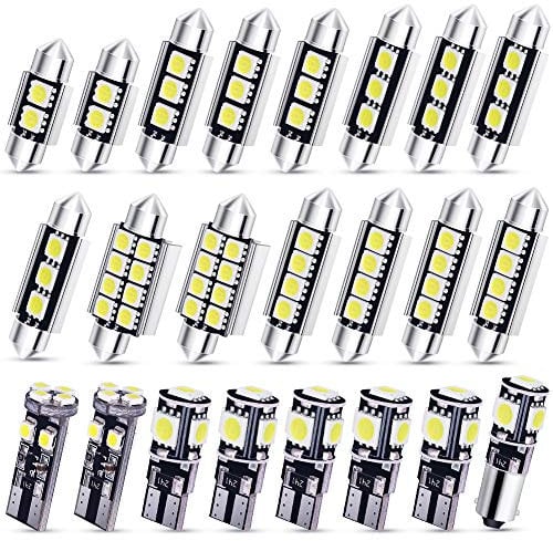 23Pcs Car LED Interior Light Bulb,Error Free LED Bulbs Kit for Car Interior Dome Map Door Courtesy License Plate Lights Festoon BA9S T10 C5W -White
