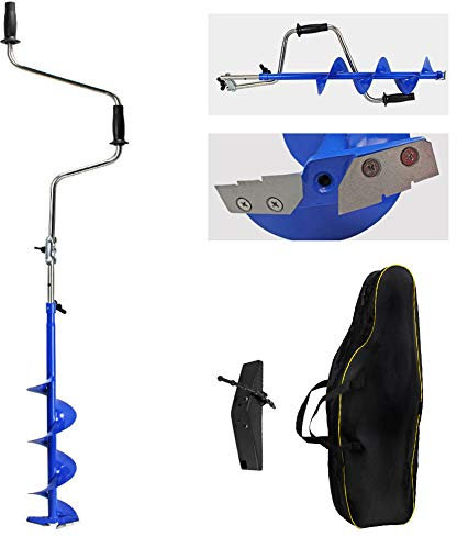 Tarière À La Main,Ice Augers Chignole À Manivelle Perceuse À Main,Pêche À Main Avec Sac De Rangement Et Couvercle Coupe, Pliez Foret À Tarière À Tarière,Redrouille Facilement Les Vieux Trous,7inch