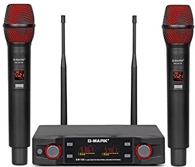 G-MARK EW100 Microfono wireless per karaoke microfono microfono pc wireless portatile frequenza regolabile per feste e studio DJ