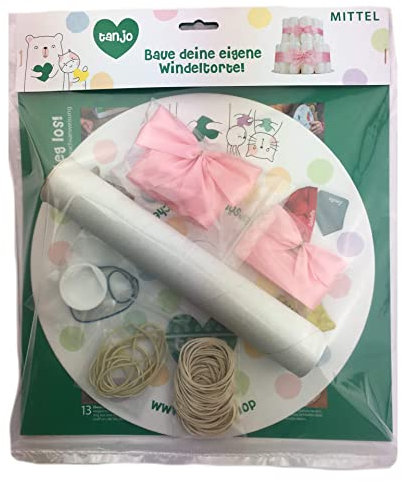 Tanjo Windeltorte Mädchen Bausatz I Ohne Windeln I spielend leicht mit Anleitung I Windeltorte DIY, Windeltorten für Mädchen, Windeltorte Deko, Baby Windeltorten, Geburt Geschenk Mama