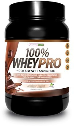 Protéine Whey avec collagène et magnésium, 43gr. de protéines pures par apport 0% de sucres, Augmente croissance musculaire et tonifie muscles, Protège et lubrifie les articulations, 1000g Chocolat