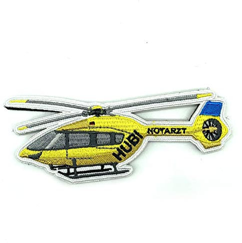 Polizeimemesshop Rettungshubschrauber Textil Patch - Gelb - Hubschrauber - Rettung - Notarzt- Klettpatch