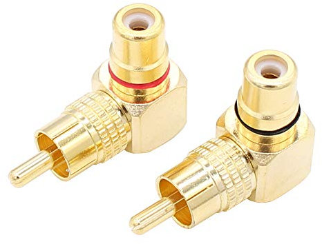 RCA Right Angle Adapter Gold-Plated 2-Pack 90 Degree RCA Adapter Plug Connector