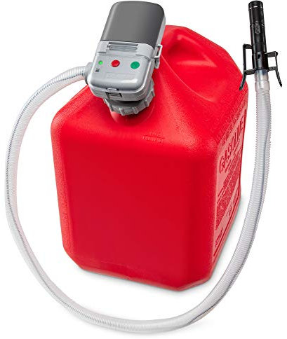 Deway Automatic Fuel Transfer Pump with Auto-Stop, AA Battery Powered, Advanced Adapter Fits All Size Cans, Extra Long Hose, Portable Liquid Pump for Gasoline, Diesel Fuel & More