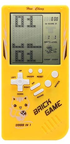 CZT Neue Großbild-Backstein-Spielekonsole 9999 in 1 Panzer/Rennen/Schießen/Whac-A-Mole/Pocket-Spiel Freizeitpuzzle Einstellbarer Schwierigkeitsgrad und Geschwindigkeit (Gelb)