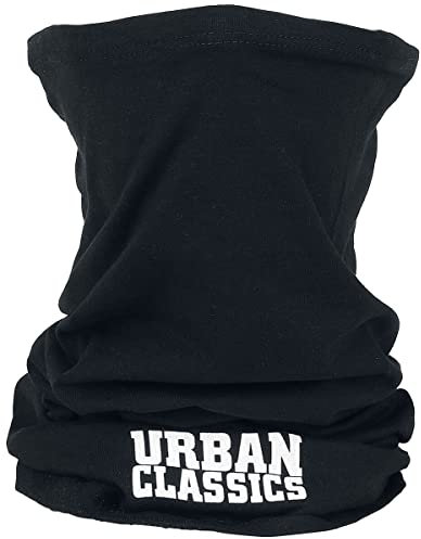 Urban Classics Unisex Schal Doppelpack für Männer und Frauen Logo Tube Scarf 2-Pack, Loop-Schal Multipack mit Logo Print, black, one size