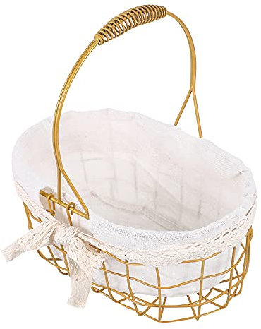 Cabilock Tischdeko Obstkorb Geflochtener Blumenkorb Rattan Weidenkorb mit Picknickkorb Einkaufskorb Henkelkorb Streukorb Blumenkinder K?rbchen für Landhausstil Metall