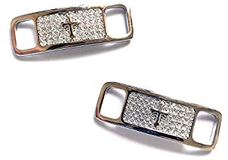 ICEDIAMOND Hip Hop Schmuck Charm Schnürsenkel Schnalle, 2 Stück Iced Out Lab Diamond Schuhe Zubehör für AF1 Snkrs Stilvolle Schuhe (Cross-White)