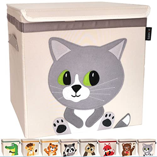Babies1st faltbare Aufbewahrungsbox mit Filzapplikation und Deckel, Storage Box:Katze