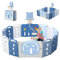 YOLEO Laufstall Baby 153×153 cm, Laufgitter Baby, Laufstall Faltbar, Laufgitter Faltbar, Kinderlaufstall mit Basketballkorb, Playpen mit Tür und Spielzeugboard, Playpen aus Kunststoff, Babyzaun, Blau