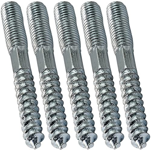 AERZETIX - C44778 - Juego de 5 - Tornillo de doble rosca - espárrago - punta atornillar - metal/madera con o sin taco - Ø8x70mm - acero galvanizado - color plata