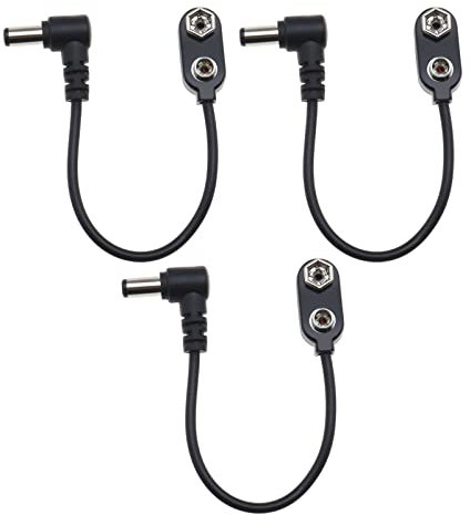 YINETTECH 3pcs 9V Battery Clip Converter Cable 5.5mm 2.1mm Male Plug 9 Volt Power Supply Cable Snap Connector for Guitar Effect Pedal